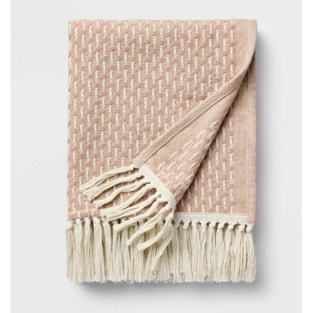 50"x60" Throw Woven Pattern Medium Orange/Cream- Threshold Designed Studio McGee